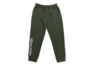 Green joggers with fis apparel logo on leg